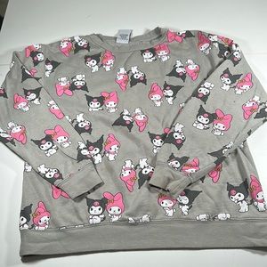 Women’s Sanrio My Melody Kuromi Pullover Sweater Grey Pink sz M
